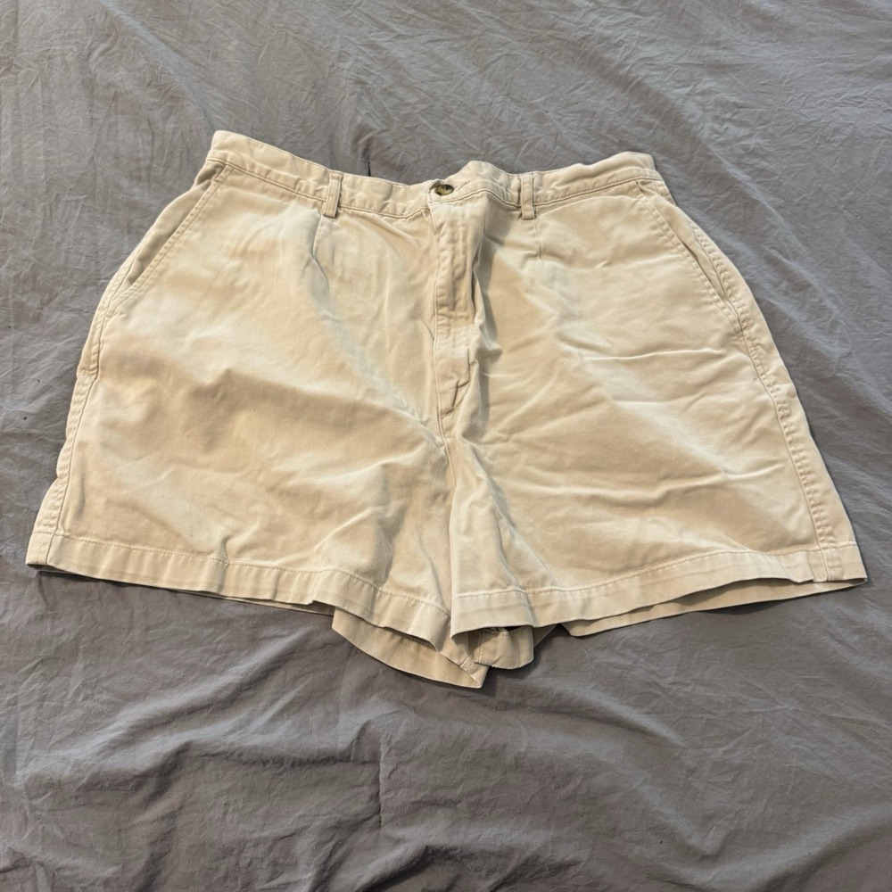 Lands End Women's Petite Plus Khaki Chino Shorts Size 18 Petite 100% Cotton